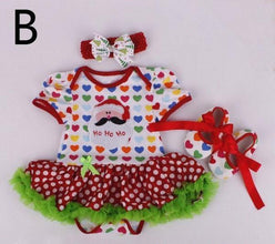 Christmas Baby Girl Infant 3pcs Clothing Sets Suit Princess Tutu Romper Dress/Jumpsuit Xmas Bebe Party Birthday Costumes Vestido - Fab Getup Shop