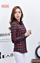 Autumn Winter Ladies Female Casual Cotton Lapel Long-Sleeve Plaid Shirt Women Slim Outerwear Blouse Tops - Fab Getup Shop