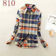 Autumn Winter Ladies Female Casual Cotton Lapel Long-Sleeve Plaid Shirt Women Slim Outerwear Blouse Tops - Fab Getup Shop