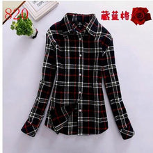 Autumn Winter Ladies Female Casual Cotton Lapel Long-Sleeve Plaid Shirt Women Slim Outerwear Blouse Tops - Fab Getup Shop