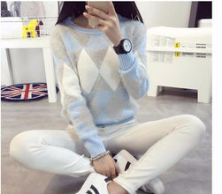 Female Pullovers Winter Sweater Fashion Women Spring Autumn Pullover Long Sleeve Plaid Casual Ladies Sweaters - Fab Getup Shop