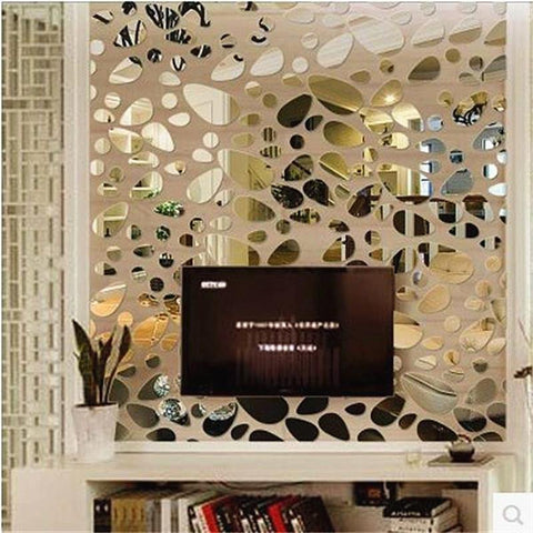 12pcs/set 3d Diy wall sticker decoration mirror wall stickers for TV background home decor Modern Acrylic decoration wall art - Fab Getup Shop