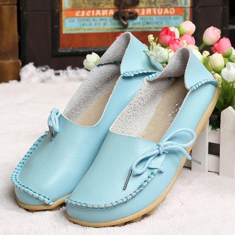 New Women Real Leather Shoes Moccasins Mother Loafers Soft Leisure Flats Female Driving Casual Footwear Size 35-42 In 15 Colors - Fab Getup Shop