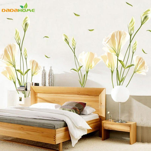 Lily Flowers Wall Sticker On The Wall VinYl  Wall Stickers Gome Decor Bedroom Backdrop Wall Decals - Fab Getup Shop