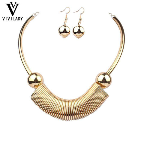 viviLady Fashion Jewelry Sets Women Gold Silver Plated Collar Necklace Earrings Imitation Pearl Bijoux African Bridal Gift BFWS - Fab Getup Shop