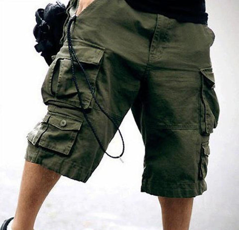 Free Belt  Mens Cargo Shorts Multi-pocket Solid Men Short Pants - Fab Getup Shop
