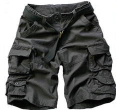 Free Belt  Mens Cargo Shorts Multi-pocket Solid Men Short Pants - Fab Getup Shop