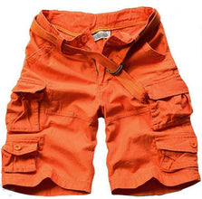 Free Belt  Mens Cargo Shorts Multi-pocket Solid Men Short Pants - Fab Getup Shop