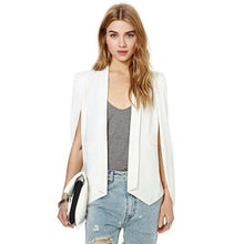 XS-XXL 6 Size Fashion Cloak Cape Blazer Women Coat White Black Lapel Split Long Sleeve Pockets Solid Casual Suit Jacket Workwear - Fab Getup Shop