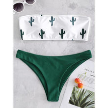 Bandeau  Push Up Swimsuit Cactus Print Micro Bikini - Fab Getup Shop