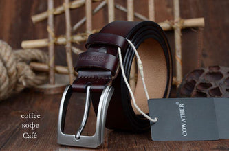 COWATHER 100% cowhide genuine leather belts for men brand Strap male pin buckle fancy vintage jeans cintos XF001 - Fab Getup Shop