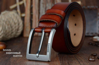 COWATHER  Newest designer belts men  cow genuine leather vintage pin buckle ceinture mens belts luxury XF003-4 - Fab Getup Shop