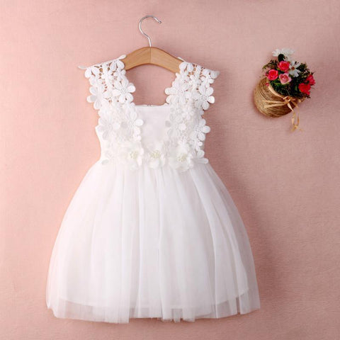 Party Lace Tulle Flower Gown Fancy Bridesmaid Dress Sundress Girls Dress - Fab Getup Shop