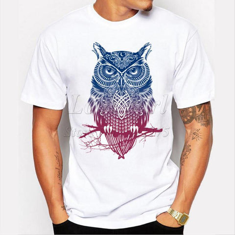 men's fashion short sleeve night warrior owl printed t-shirts  funny tee shirts Hipster O-neck popular tops - Fab Getup Shop