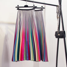 Fashion Contrast High Waist Pleated Skirt  Spring Summer Skirts  Elastic Waist A Line Midi Skirt Mid Calf Long Skirts - Fab Getup Shop