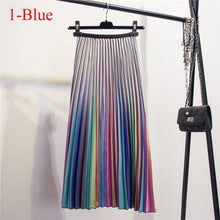 Fashion Contrast High Waist Pleated Skirt  Spring Summer Skirts  Elastic Waist A Line Midi Skirt Mid Calf Long Skirts - Fab Getup Shop