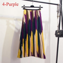 Fashion Contrast High Waist Pleated Skirt  Spring Summer Skirts  Elastic Waist A Line Midi Skirt Mid Calf Long Skirts - Fab Getup Shop