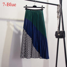 Fashion Contrast High Waist Pleated Skirt  Spring Summer Skirts  Elastic Waist A Line Midi Skirt Mid Calf Long Skirts - Fab Getup Shop