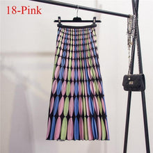 Fashion Contrast High Waist Pleated Skirt  Spring Summer Skirts  Elastic Waist A Line Midi Skirt Mid Calf Long Skirts - Fab Getup Shop