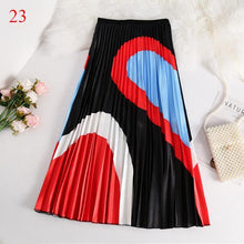 Fashion Contrast High Waist Pleated Skirt  Spring Summer Skirts  Elastic Waist A Line Midi Skirt Mid Calf Long Skirts - Fab Getup Shop