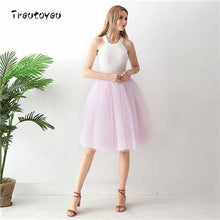 5 Layers 65cm Midi Tulle skirt Gothic High Waist Pleated Skirts - Fab Getup Shop