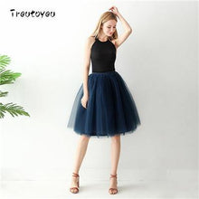 5 Layers 65cm Midi Tulle skirt Gothic High Waist Pleated Skirts - Fab Getup Shop