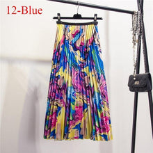 Fashion Contrast High Waist Pleated Skirt  Spring Summer Skirts  Elastic Waist A Line Midi Skirt Mid Calf Long Skirts - Fab Getup Shop