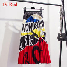 Fashion Contrast High Waist Pleated Skirt  Spring Summer Skirts  Elastic Waist A Line Midi Skirt Mid Calf Long Skirts - Fab Getup Shop