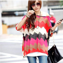 Fashionable Batwing Sleeve O-neck Chiffon Blouses