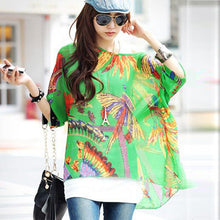 Fashionable Batwing Sleeve O-neck Chiffon Blouses