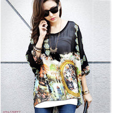 Fashionable Batwing Sleeve O-neck Chiffon Blouses