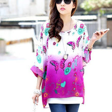 Fashionable Batwing Sleeve O-neck Chiffon Blouses