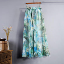 High-Waist Elastic Pleated Floral Skirts