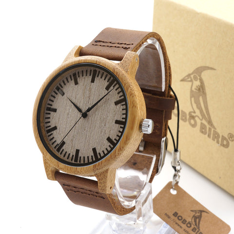 Luxury Genuine Bamboo Wooden Color Wristawatches